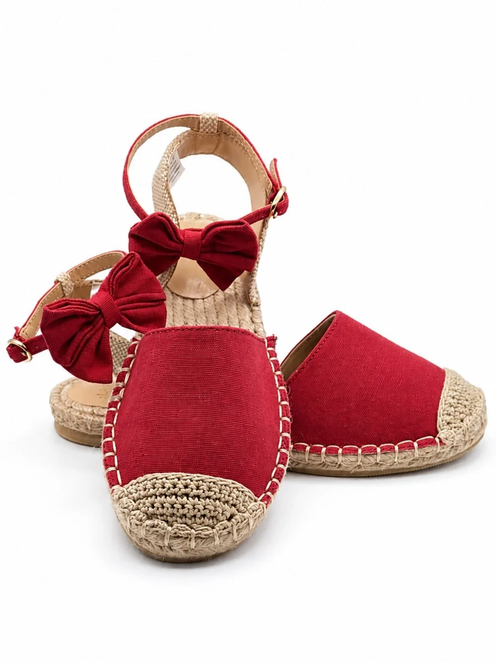 Janie and Jack Girls Bow Espadrille Sandals Red Size 1 Kids Ankle Strap Shoes